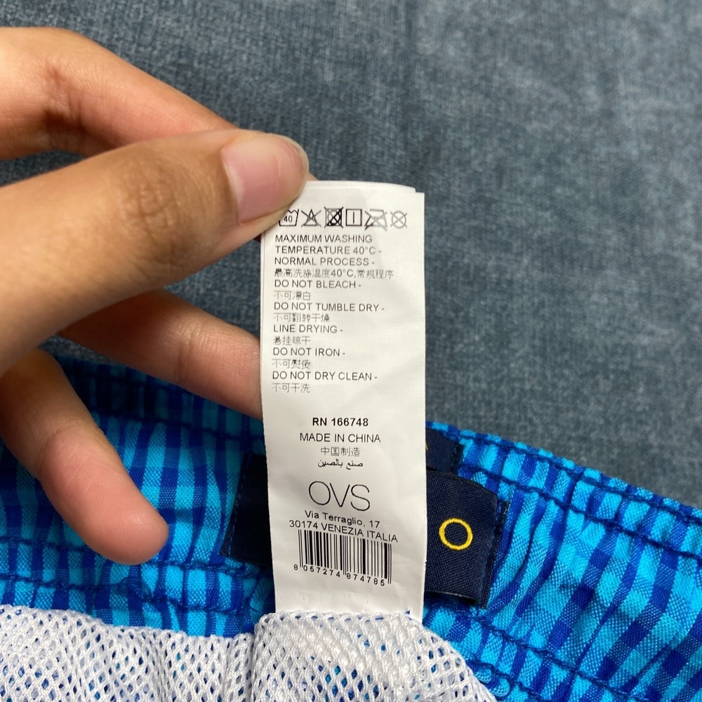 Piombo Swim Shorts Mens XL Black Blue Plaid Mesh Lined Drawstring Waist Beach - Picture 11 of 16